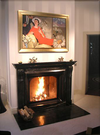 Fireplace built of AKU plates. Presidential Suite - Grand Hotel Kempinski High Tatras